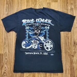 Vintage Bike‎ Week Shirt Adult Medium Black Daytona Beach 2004 Y2K Bulldog